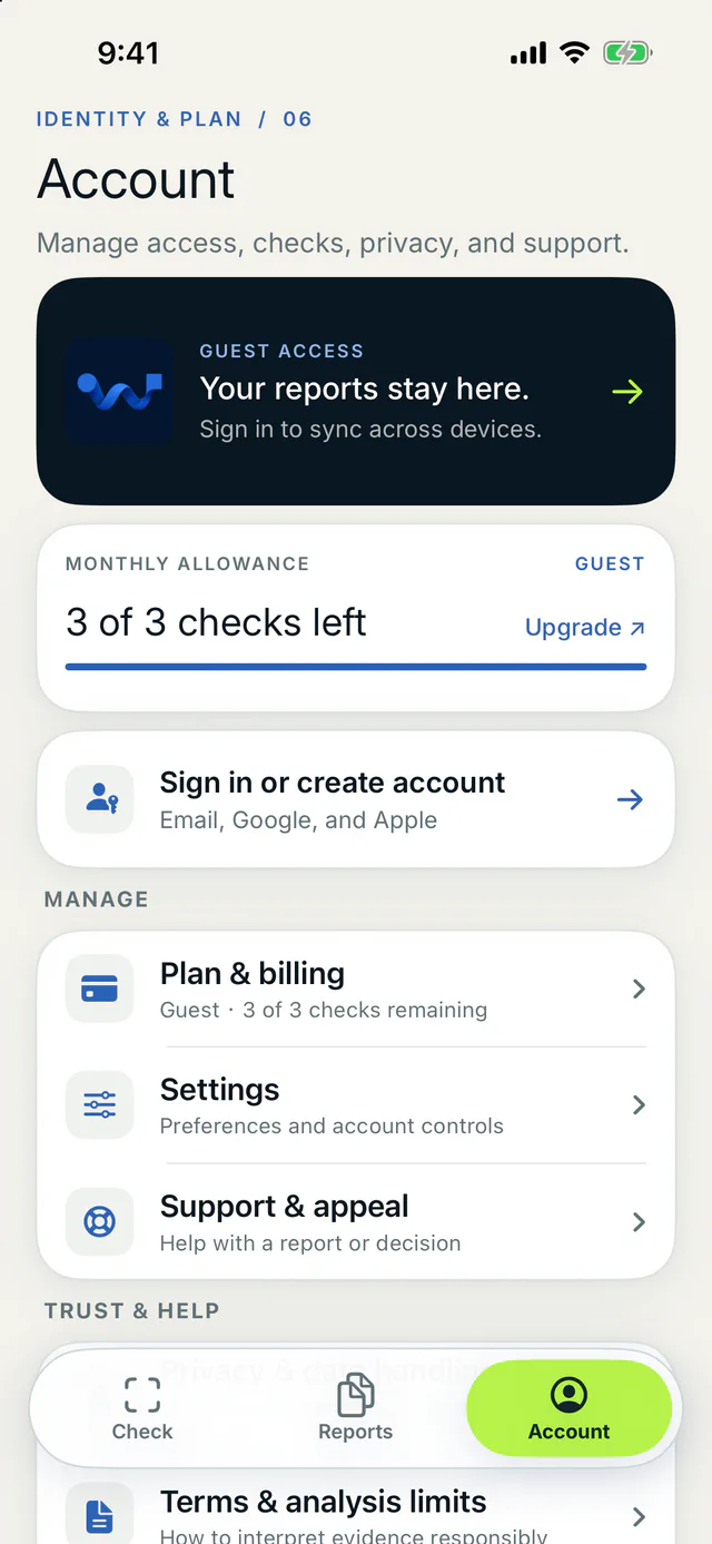 What Made It? account and allowance screen on iPhone