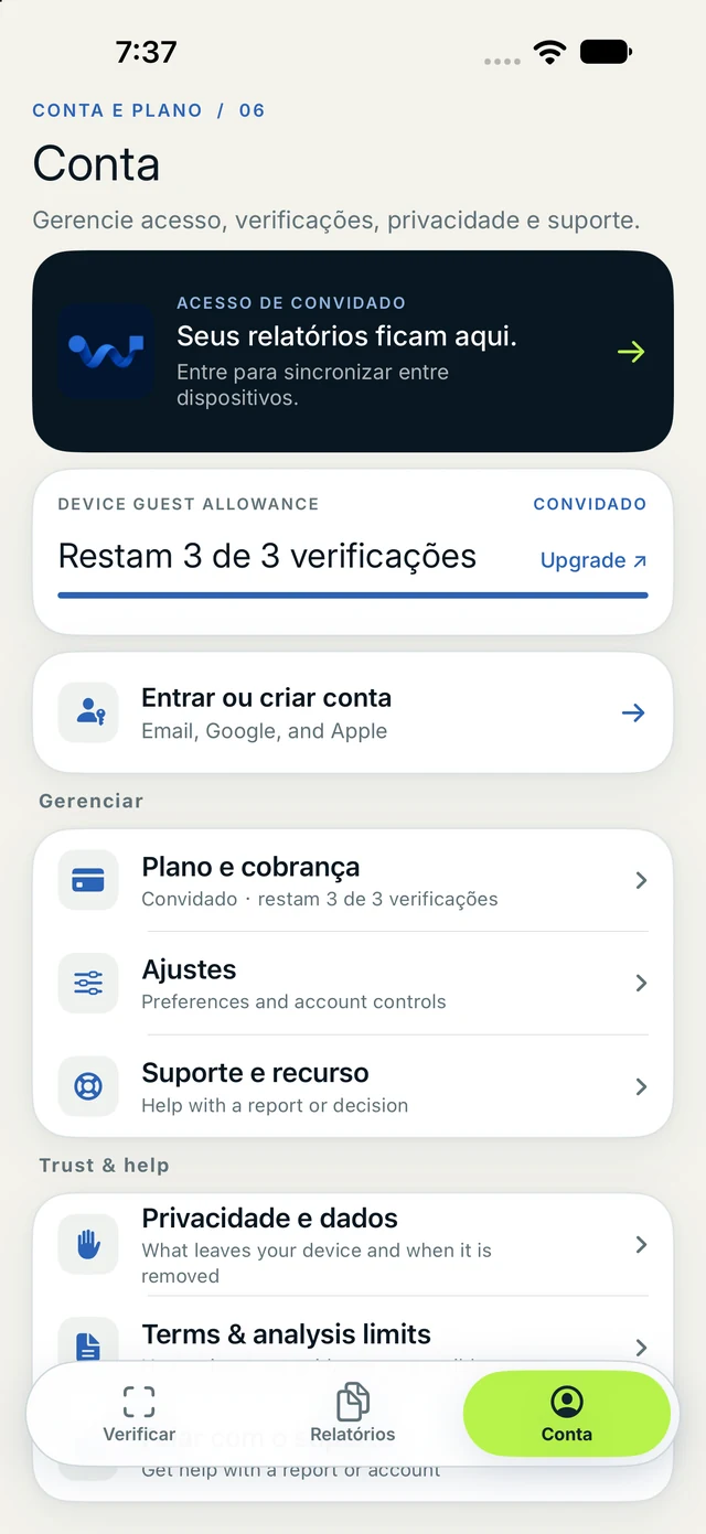 Conta e cota no iPhone