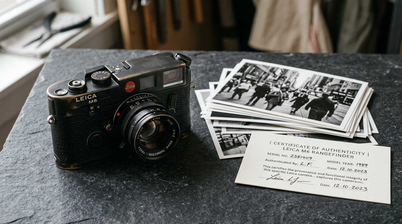 Leica camera and authentic printed photographs with certificate of authenticity